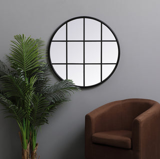 Metal windowpane mirror 32 inch x 32 inch in Black