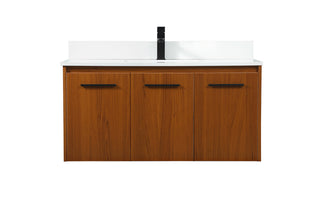 40 inch Single bathroom vanity in teak with backsplash