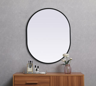 Metal Frame Oval Mirror 24x30 Inch in Black