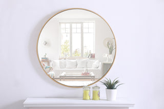 Metal frame Round Mirror 32 inch Brass finish