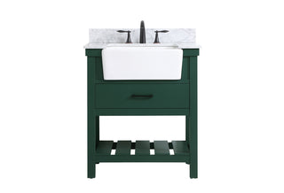 30 inch Single bathroom vanity in green with backsplash