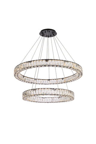 Monroe 36 inch LED double ring chandelier in black