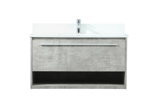 36 inch Single bathroom vanity in concrete grey with backsplash