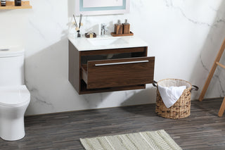 30 inch Single bathroom vanity in walnut