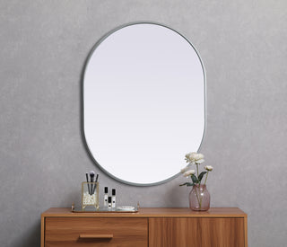 Metal Frame Oval Mirror 30x40 Inch in Silver