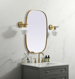 Metal Frame Oval Mirror 24x36 Inch in Brass