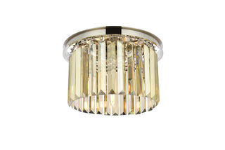 Sydney 3 light polished nickel Flush Mount Golden Teak (Smoky) Royal Cut Crystal