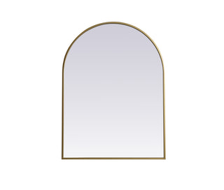 Metal Frame Arch Mirror 27x36 Inch in Brass