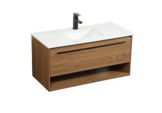 40 inch Single bathroom vanity in walnut brown