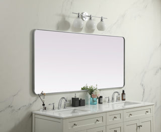 Soft Corner Metal Rectangle Mirror 32x72 Inch in Silver