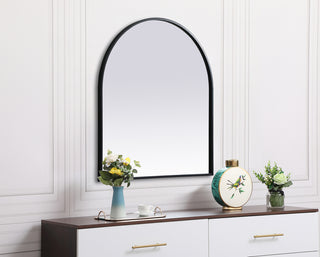 Metal Frame Arch Mirror 27x30 Inch in Black