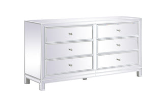 60 inch mirrored six drawer cabinet in white