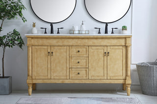 60 inch Double Bathroom Vanity in Antique Beige