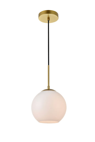 Baxter 1 Light Brass Pendant With Frosted White Glass