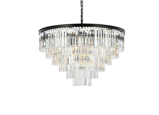 Sydney 33 light Matte Black Chandelier Clear Royal Cut Crystal