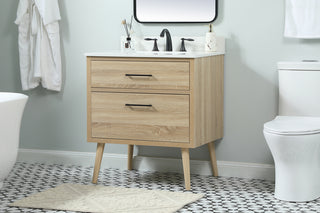 30 inch Single bathroom vanity in mango wood with backsplash