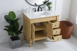 36 inch Single Bathroom vanity in Antique Beige with ivory white engineered marble