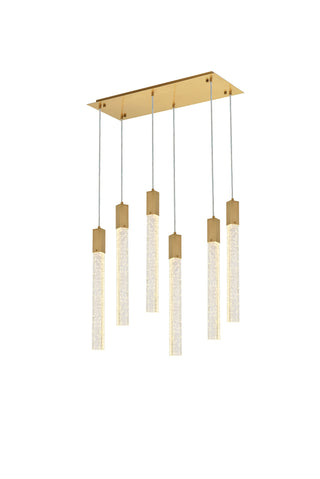 Weston 6 lights pendant in satin gold