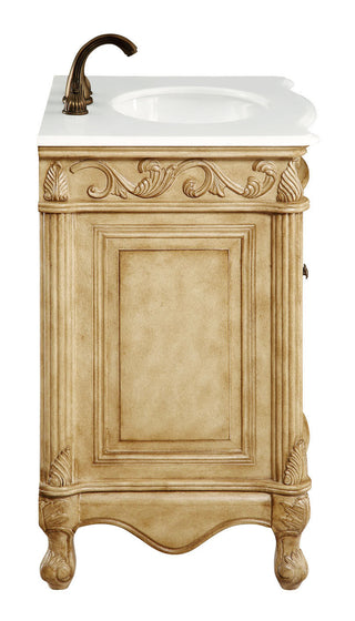 27 inch Single Bathroom vanity in Antique Beige with ivory white engineered marble