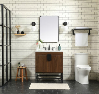 30 inch Single bathroom vanity in walnut with backsplash