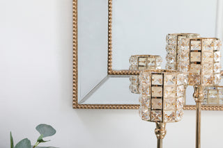 Iris beaded mirror 72 x 32 inch in antique gold