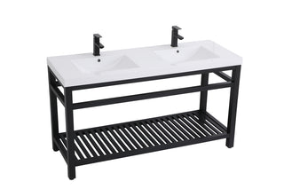 60 inch Double Bathroom Metal Vanity in Black