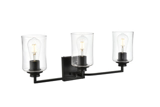 Ronnie 3 light Black and Clear Bath Sconce