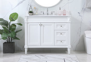 42 inch Single bathroom vanity in white with backsplash