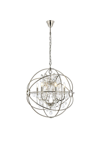 Geneva 6 light polished nickel Chandelier Clear Royal Cut crystal