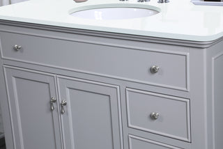 42 inch Single Bathroom vanity in light grey with ivory white engineered marble