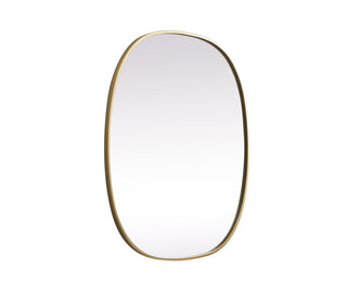 Metal Frame Oval Mirror 30x36 Inch in Brass