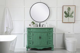 42 inch Single Bathroom vanity in vintage mint with ivory white engineered marble