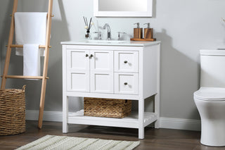 32 inch Single bathroom vanity in white