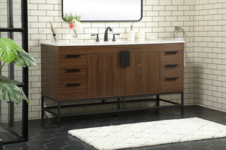 60 inch Single bathroom vanity in walnut