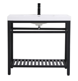 36 inch Single Bathroom Metal Vanity in Black