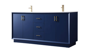 72 Inch Double Bathroom Vanity In Blue