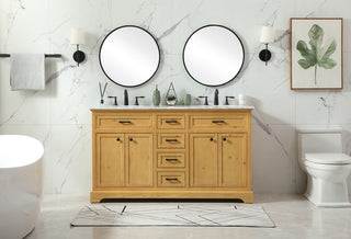 60 inch double bathroom vanity in natural wood