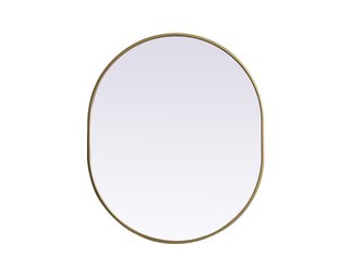 Metal Frame Oval Mirror 30x36 Inch in Brass