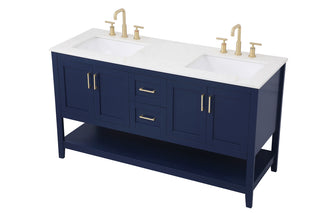 60 inch Double Bathroom Vanity in Blue