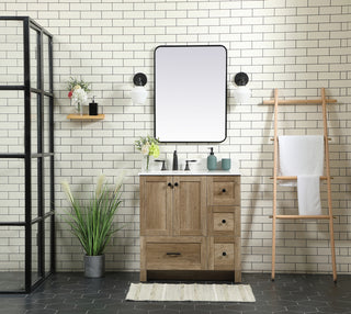 32 inch Single bathroom vanity in natural oak with backsplash