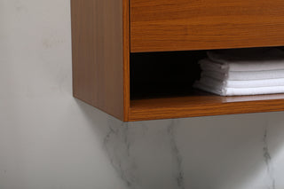 36 inch Single bathroom vanity in teak with backsplash