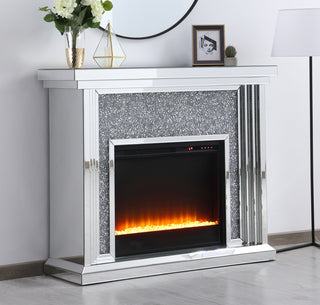 47.5 in. Crystal mirrored mantle with crystal insert fireplace
