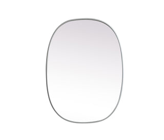 Metal Frame Oval Mirror 27x36 Inch in Silver