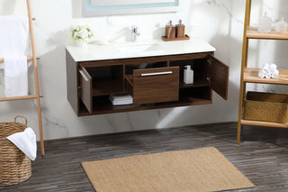 48 inch Single bathroom vanity in walnut with backsplash