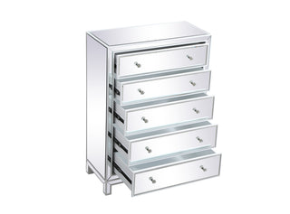 34 inch mirrored five drawer cabinet in white