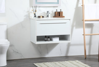 30 inch Single bathroom vanity in white with backsplash