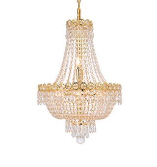 Century 8 light Gold Pendant Clear Royal Cut Crystal