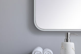 Soft corner metal rectangular mirror 24x36 inch in White