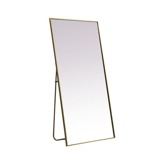 Metal Frame Rectangle Full Length Mirror 30x60 Inch in Brass