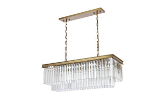 Sydney 40 inch rectangle crystal chandelier in satin gold